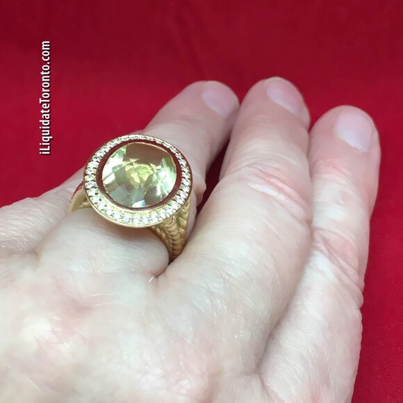 A Statement! Custom Made 18K Yellow Gold, Citrine and Diamond Cocktail Ring - Picture 4 of 14